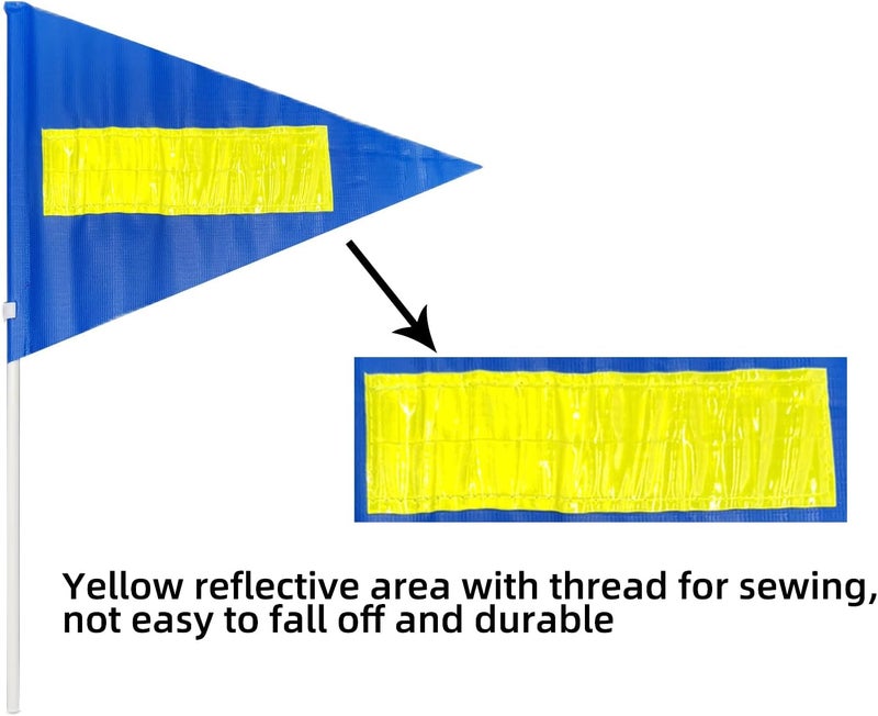 Acrebow Bike Safety Flag with Pole 2 Sets, 6-Foot Adjustable Height Sturdy Fiberglass Tear-Resistant Waterproof Safety Flag Blue - Image 3